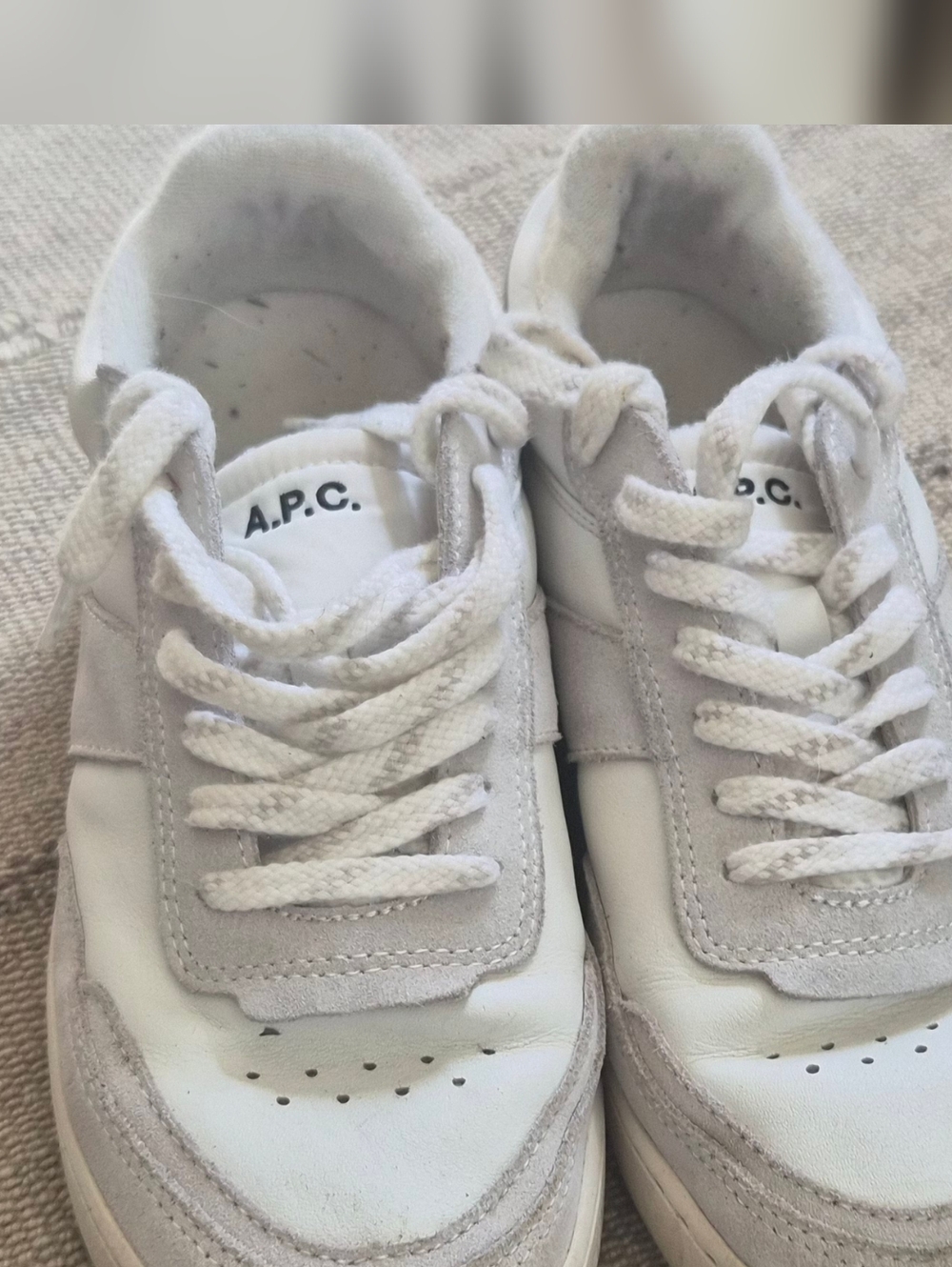 A.P.C. Women's  White and Light Gray Low-Top Sneakers